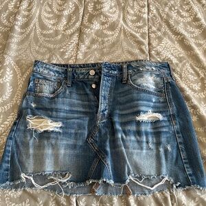 Denim Distressed Skirt